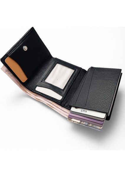 Rfid Özellikli Patlı Mekanizmalı Cüzdan Kartlık -Dokulu Suni Deri fiyatları