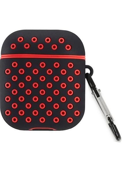 CPT83 Airpods 2 (2.nesil) Spor Delikli Kılıf - Siyah-Kırmızı