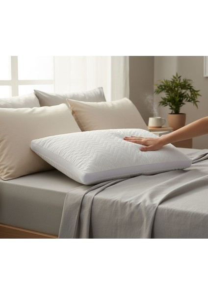 Spacer Line Klimalı Kapitone Yastık | Beyaz | 50X70 | Otel Konfor Yastığı