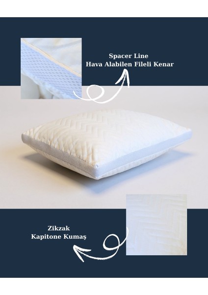 Spacer Line Klimalı Kapitone Yastık | Beyaz | 50X70 | Otel Konfor Yastığı