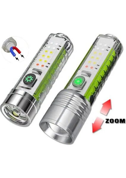 El Feneri 8 Mod Şarjlı Fosforlu Mıknatıslı LED El Feneri fiyatları