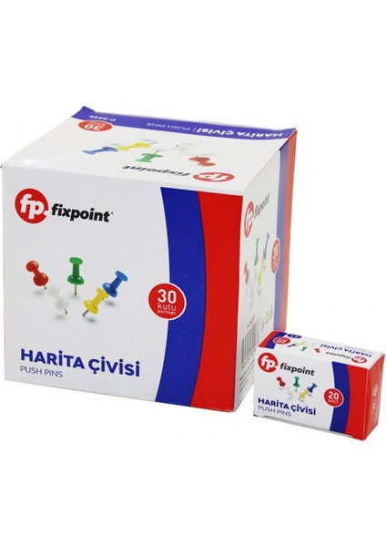 600 Adet Harita Çivisi Renkli = 20PCS x 30 (4887)