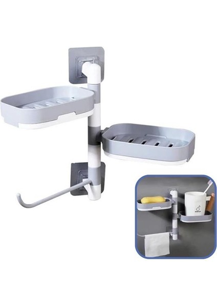 Çoklu Sabun Tutucu Fonksiyonel Banyo Sabunluk (4887)