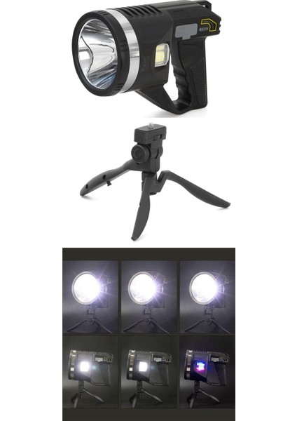 Şarjlı Dev Boy El Feneri Tripod Ayaklı Parlak LED El Lambası Kamp, Av ve Güvenlik Için Ideal
