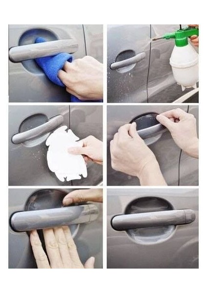8 Adet Araba Kapı Kolu Koruyucu Çizilme Önleyici Şeffaf Sticker Film Koruma Seti modelleri
