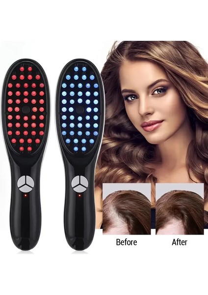 ​​buharlı Titreşimli ve Kırmızı Mavi Işık Terapili Kafa ve Saç Bakım Tarağı (4887)