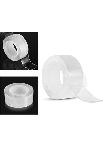 2 Metre x 3 cm Şeffaf Güçlü Nano Çift Taraflı Silikon Jel Yapıştırıcı Bant