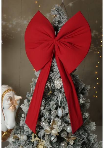 Kurdele Yıllbaşı Ağaç Süs Noel Kırmızı Fiyonk 55X50 cm Büyük fiyatları