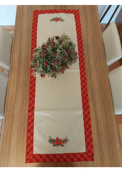 Yılbaşı ve Noel Temalı Şık ve Şık Bej Runner Örtü, Özel Anlarınızı Güzelleştirir