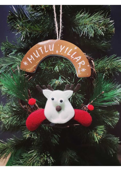 Renkli Yılbaşı Çelenk Süs, 15CM, Neşe ve Sıcaklık Kat!