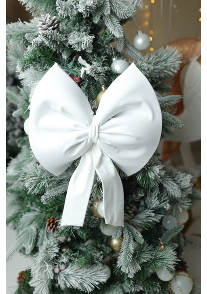 Yıllbaşı Ağaç Süs Noel Beyaz Fiyonk 30X35 cm Küçük