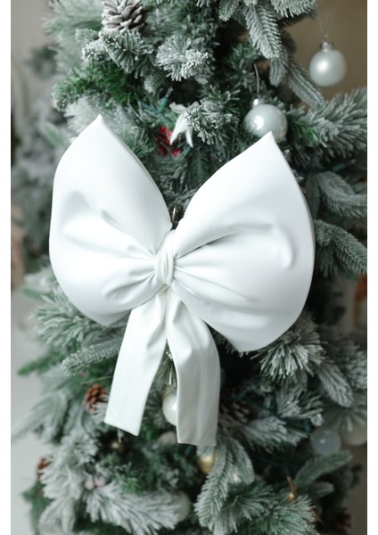 Yıllbaşı Ağaç Süs Noel Beyaz Fiyonk 30X35 cm Küçük fiyatları