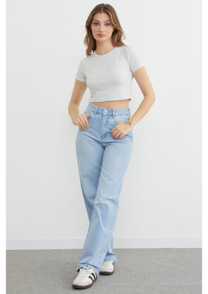 Basic Bisiklet Yaka Crop Tişört fiyatları