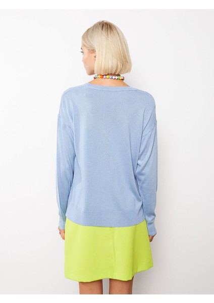 Yeni Sezon V Yaka Düz Uzun Kollu Kadın Triko Kazak indirimleri