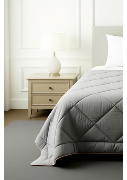 Polycotton Fırçalı Çift Kişilik Gri-Capuccino (195x215)