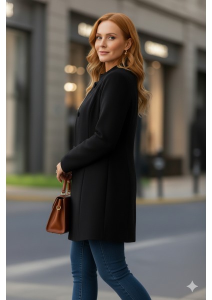 Kadın Uzun Kollu Yakalı Önü Düğmeli Ithal Kaşe Astarlı Kaban fiyatları