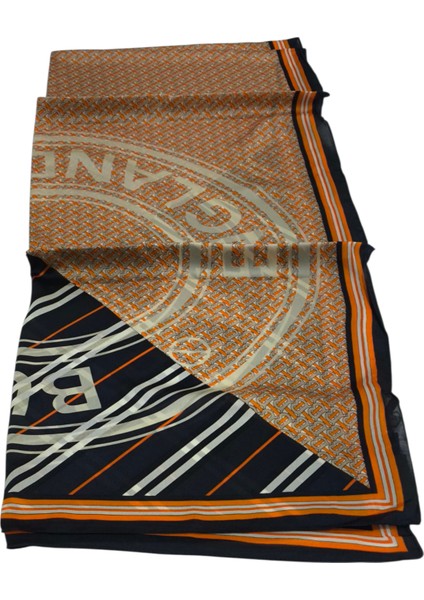 Vual Ipek Şal Yazılı Desen Siyah Turuncu fiyatları