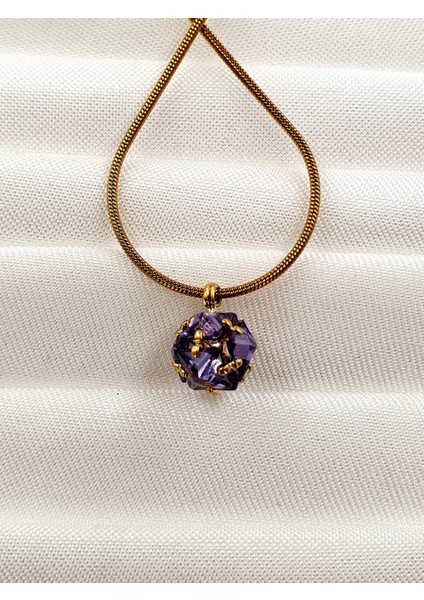 Kırmızı Işıltılı Küre Uçlu Minimal Kolye – Yılan Zincir