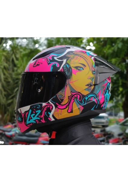 Rapıd 2 Race Cyberg Mat Mor Fullface Motosiklet Kaskı Siyah Camlı