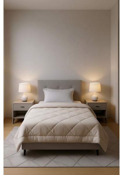 Polycotton Fırçalı Tek Kişilik Yorgan Gri-Cappuccino (155x215)