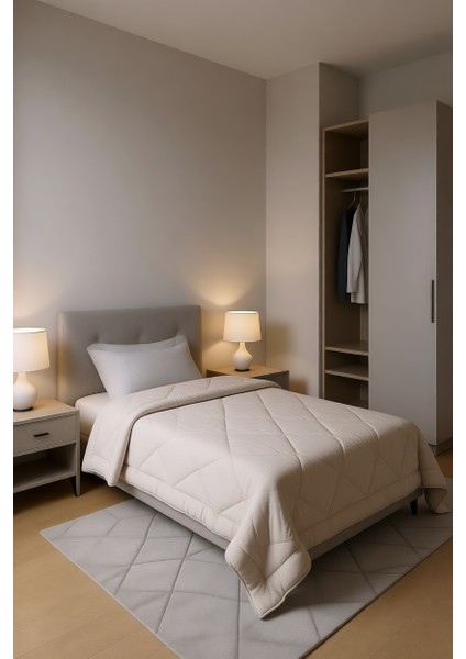 Polycotton Fırçalı Tek Kişilik Yorgan Gri-Cappuccino (155x215) fiyatları
