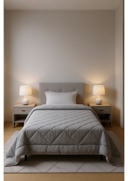 Polycotton Fırçalı Tek Kişilik Yorgan Gri-Cappuccino (155x215) indirimleri