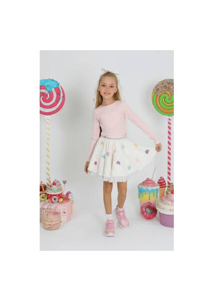 Kız Çocuk Kürk Kalp Etek