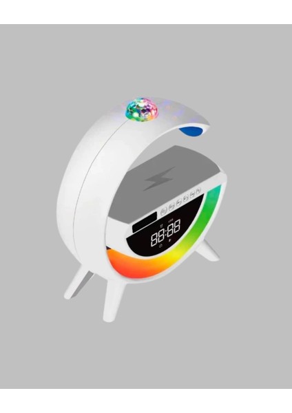 Bfs Dijital Saatli Kablosuz Şarj Destekli Rgb LED Işıklı Bluetooth Ses Sistemi indirimleri