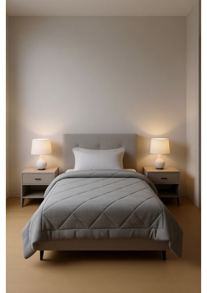 Wellsoft Tek Kişilik Yorgan Gri (155x215)