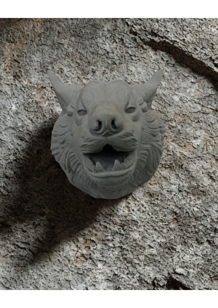 Gri Kurt Duvar Dekoru Asılabilir Dekoratif Heykel Tasarım - MCT4271-4472