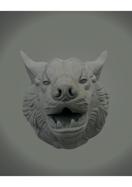 Bfs Asılabilir Gri Kurt Heykeli Ev Ofis Duvar Süslemesi Dekoratif