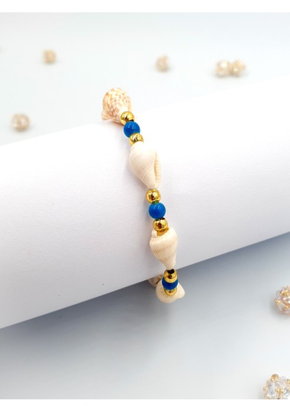 🐚 Doğal Deniz Kabuğu Kadın Bileklik | Altın Detaylı