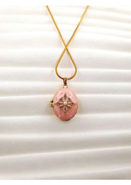 Mine Detaylı Kapaklı Madalyon Kolye – Altın Renk Yılan Zincir fiyatları