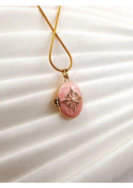 Mine Detaylı Kapaklı Madalyon Kolye – Altın Renk Yılan Zincir modelleri