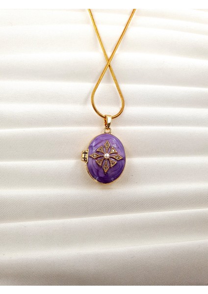 Mine Detaylı Kapaklı Madalyon Kolye – Altın Renk Yılan Zincir modelleri