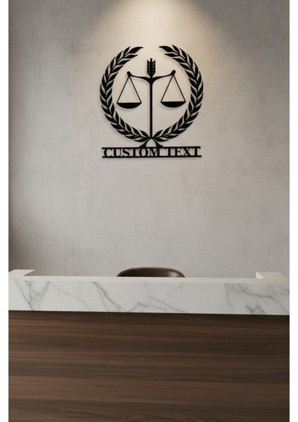 Kişiye Özel Isimli Avukat Hukuk Bürosu Adalet Terazisi Metal Ofis Dekor