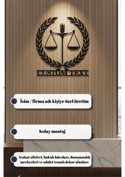 Kişiye Özel Isimli Avukat Hukuk Bürosu Adalet Terazisi Metal Ofis Dekor indirimleri