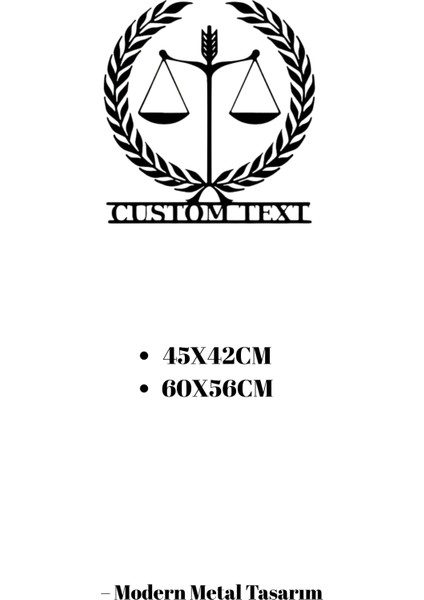 Kişiye Özel Isimli Avukat Hukuk Bürosu Adalet Terazisi Metal Ofis Dekor