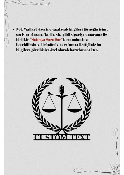 Kişiye Özel Isimli Avukat Hukuk Bürosu Adalet Terazisi Metal Ofis Dekor