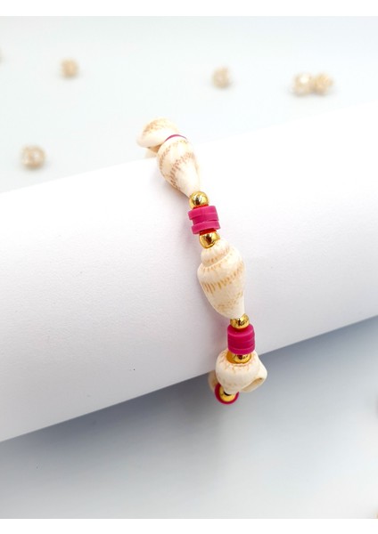 🐚 Doğal Deniz Kabuğu Kadın Bileklik | Altın Detaylı