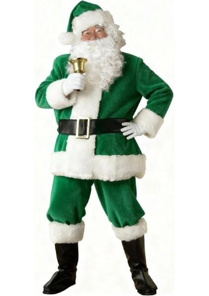 Koyu Yeşil Noel Baba Kostümü Yetişkin modelleri