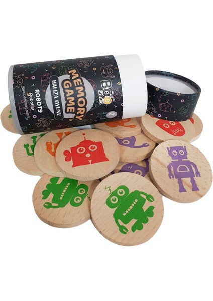 Kahverengi Ahşap Robotlar Hafıza Oyunu, Eğlenceli ve Öğretici Zeka Geliştirici fiyatları