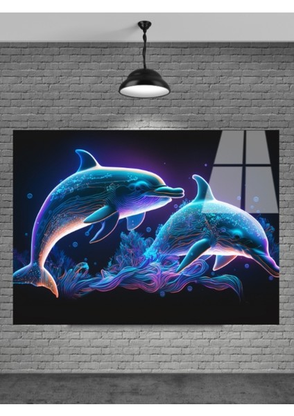 3D Yunus Balığı Cam Tablo