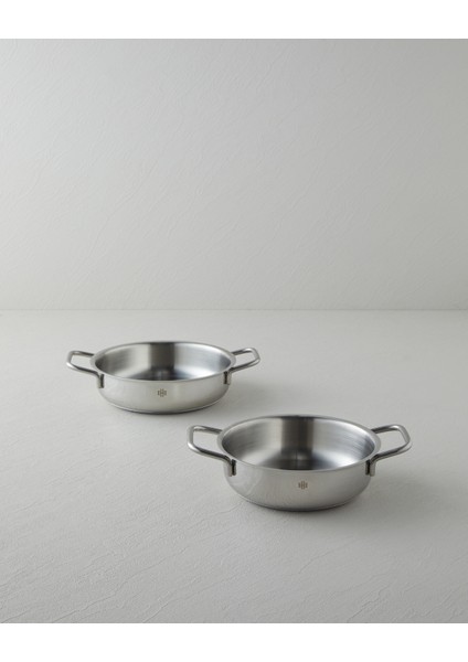 Siena Çelik 2’li Kapaksız Sahan Seti 16-18 cm Silver