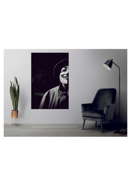 Muhteşem Beyaz Maskeli Adam Temperli Cam Üzerine Tablo Sevgilinize Yılbaşı Hediye fiyatları