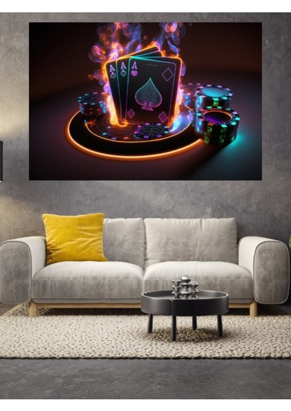Neon Poker Kartları Cam Tablo fiyatları