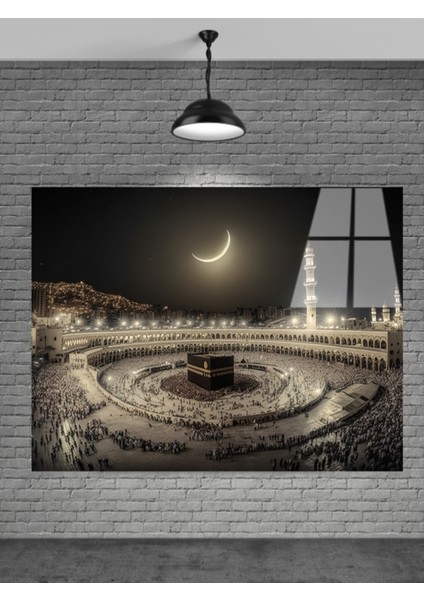 Muhteşem Kabe Mekke Cam Tablo