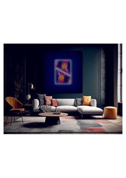 Muhteşem Neon Oyun Kartı Temperli Cam Üzerine Tablo Sevgilinize Yılbaşı Hediye fiyatları