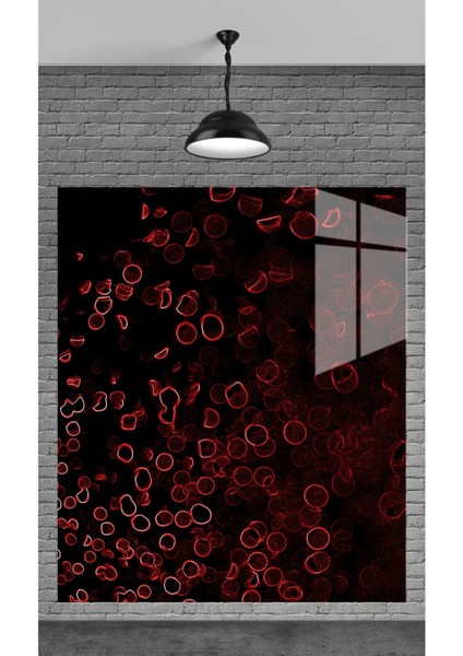 Muhteşem Kırmızı Yuvarlaklar Tablosu Temperli Cam Üzerine Tablo Sevgilinize Yılbaşı Hediye