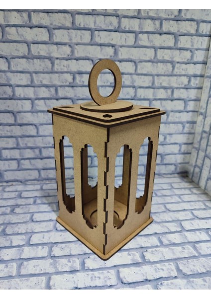 Boyanabilir Ahşap Ramazan Feneri 10'lu Set Bej Renkli, Dekoratif ve Eğlenceli